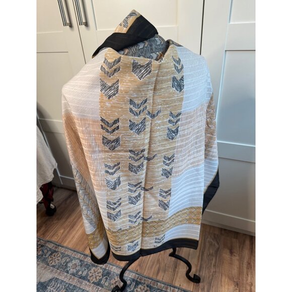 Vtg jim Renor Geometric Silk Square Scarf Black/Gold/White Retro luxury Italy - Picture 2 of 10